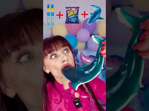 ASMR Giant Gummy Shark, Takis Spinner Lollipop  #mukbang #eatingsounds