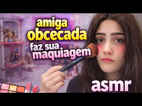 Asmr amiga obcecada te maquiando na sala de aula e exaltando sua beleza! 