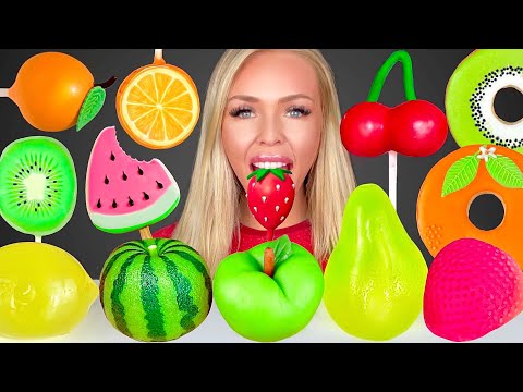 ASMR JELLY FRUIT, WATERMELON CAKE POPS, LEMON COOKIES, SHORTBREAD, PEAR LEMON JELLY MUKBANG 먹방 먹는 소리