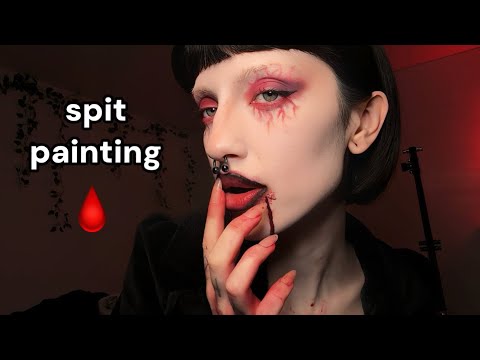 Spit Painting by a Weird Vampire ASMR (close up)