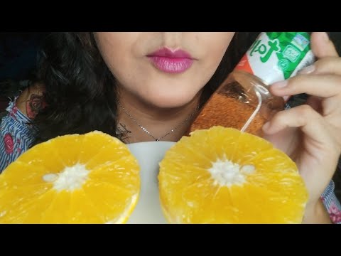 ASMR Disfrutando de una rica naranja 🍊 con Tajín