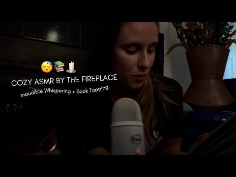 ASMR Inaudible Reading + Book Tapping By the Fireplace 🕯️😴