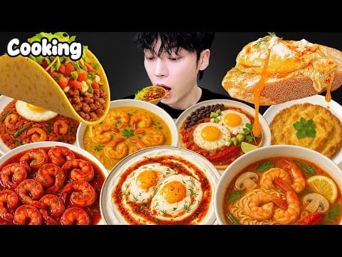 ASMR MUKBANG | 요리 모음 11# 치토스 가래떡 핫도그 치킨 불닭 김치 짜파게티 레시피  FRIED CHICKEN AND BEST COOKING