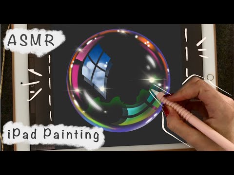 ASMR - Painting a Bubble in Procreate - iPad Writing Sounds - Whispering   Pencil Sounds