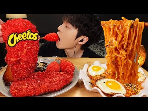 ASMR MUKBANG | 직접 만든 치즈 불닭볶음면 & 치토스 핫도그 치킨 튀김 먹방 & 레시피 FRIED CHICKEN AND FIRE NOODLES EATING