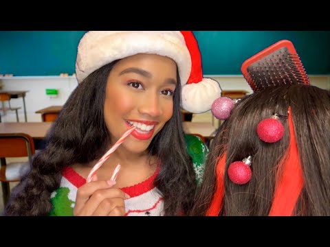 ASMR Girl Who’s Obsessed With Christmas Gives You a Makeover In Class 🎄🎁 ASMR Makeover Role-play