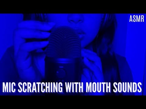 ASMR Mic Scratching with Mouth Sounds (No Talking) ~ Gentle Sounds