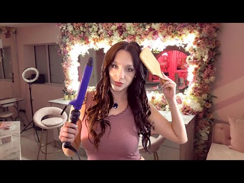 ASMR - Relaxing Hair Curling and Hair Brushing Sounds (Whispered)