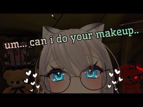 sleepover with an awkward sleepy girl (plushies, makeup, whispers) | ASMR
