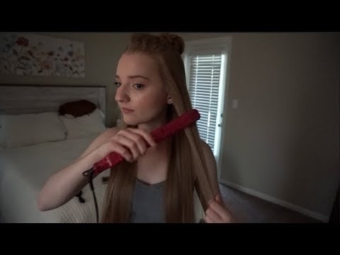 [ASMR] Straightening My Hair + Brushing & Hair Play - Soft Spoken