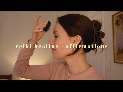 ASMR REIKI to let go of the day (crackle candle, affirmations, cord cutting, hand movements)