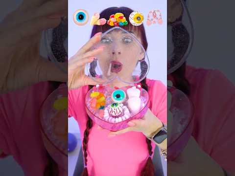 ASMR Unboxing Barbie Candy Box Gummy Eyeballs  #mukbang #challenge