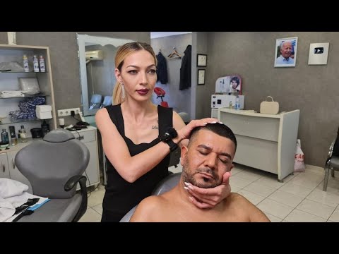 💈REFRESHING ASMR HAIR WASH & FACE, HEAD & BACK MASSAGE by LADY BARBER YANA | BACK SCRATCHING