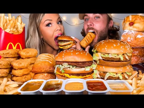 ASMR MCDONALDS DONUTS, STRAWBERRY PIE, BIG MAC, SPICY NUGGETS, JUNIOR CHICKEN, MUKBANG 먹방 HUNNIBEE