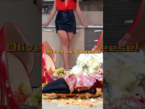 Olives vs. Cheese! Pea's Feet Crushing Food in High Heels! Oddly Satisfying! ASMR