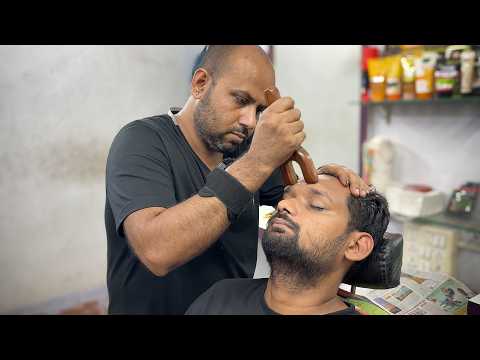 ASMR Barber Reiki Master - Mind Melting🧠 Head Massage With Scissor✂️ Beard Trim