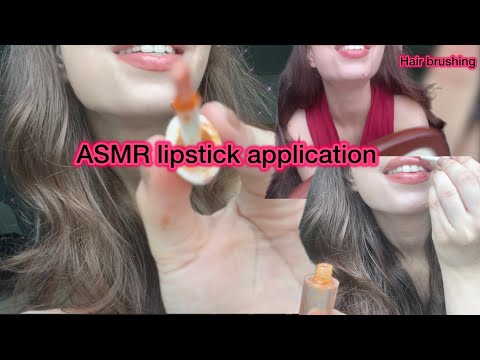 ASMR | lipstick application | hair brushing | personal attention