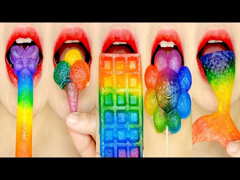 asmr Homemade Emoji food Colorful Rainbow Kohakuto Eating Sounds 직접 만든 무지개 코하쿠토 먹방 mukbang