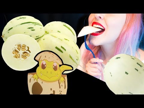 ASMR: Super Crunchy Dinosaur Melon! | NEW Melon?? ~ Relaxing Eating Sounds [No Talking|V] 😻