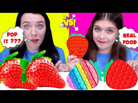 ASMR Fidget Toys Pop it VS Real Food Challenge By LiLiBu