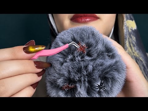asmr ✶ bugs sreaching and plucking on fluffy mic (head massage - no talking)