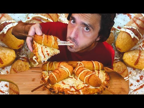 CHEESY Corn Dog Pizza * asmr mukbang * 먹방 #shorts