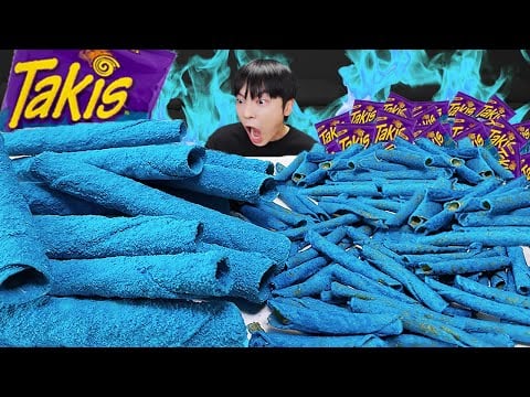 자이언트 블루 타키스 !? 만드는 방법 & 레시피 SPICY GIANT BLUE TAKIS !? EATING #FYP