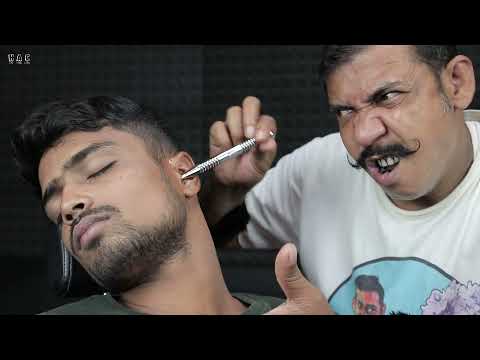 Satisfying Ear Itching And Head Massage by asim barber with neck cracking asmr