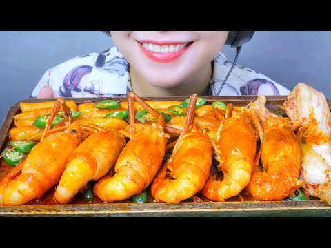 ASMR RICE CAKE WITH PRAWN , EATING SOUNDS | LINH-ASMR