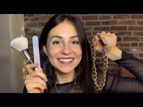 ASMR Friend Gets You Ready For an Event | brushing, makeup, jewelry selection