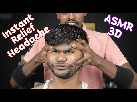 Instant Relief Your Headache By Pressure Point Head Massage | Indian Head Massage With 3D Sound ASMR