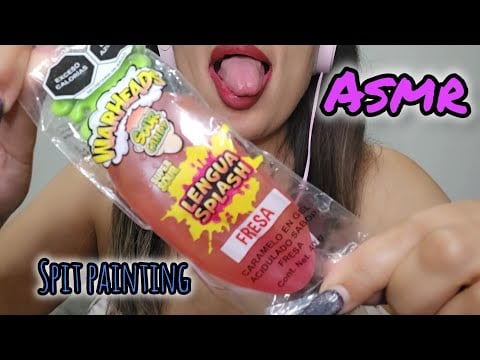 ASMR | MOUTH SOUNDS + SPIT PAINTING dulce pegajoso #relaxingsounds 