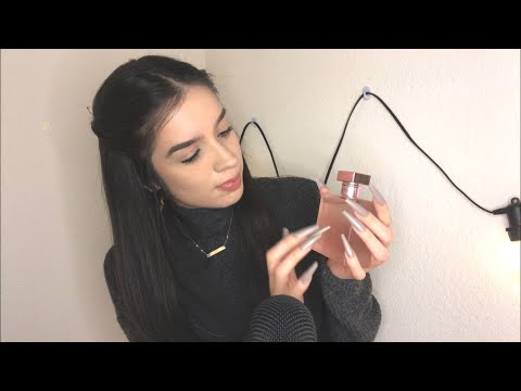 ASMR GLASS PERFUME BOTTLE TAPPING/LIQUID SHAKING w LONG NAILS (no talking)