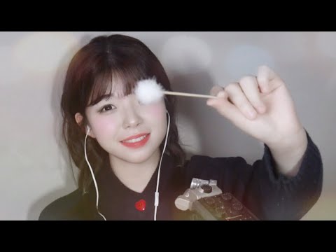 [한국어ASMR] ☁️🌼 솜털 귀청소와 짧은 위스퍼링 수다│노토킹 솜털귀청소│fluffy Ear cleaning&whispering (no talking earcleaning)