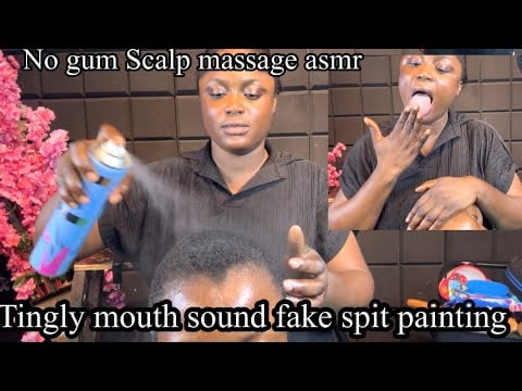 ASMR ✨Deep back massage, tingly mouth sound fake spit painting scalp massage