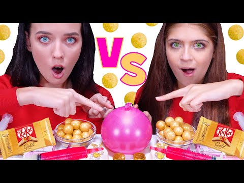 Pink Food VS Gold Food Challenge 음식 챌린지 Eating Sounds by LiLiBu