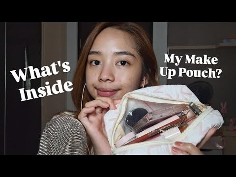 ASMR What's Inside My Make Up Pouch? (Rummaging, tapping, soft whispering)