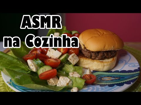 ASMR na Cozinha  Hamburguer e Salada Temperada #VozSuave #ASMRnaCozinha