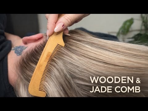 ASMR Hair Brushing for Sleep & Scalp Massage | Wooden & Jade Comb | No Talking 