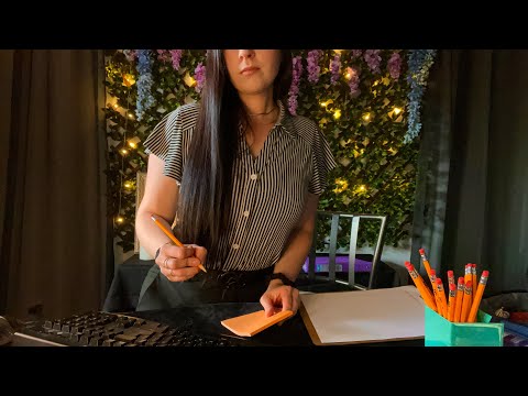 ASMR Office Receptionist Role Play (typing, writing, paper shuffling)