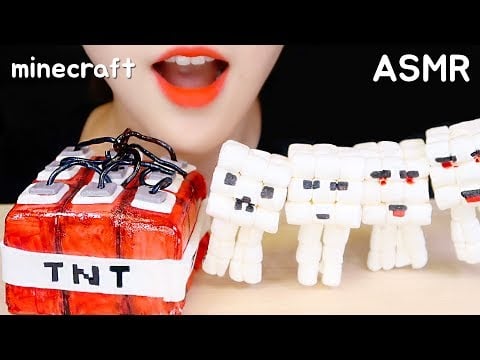 *LITTLE SCARY* MINECRAFT TREATS ASMR #2 MINECRAFT TNT CAKE, MARSHMALLOW ASMR NO TALKING