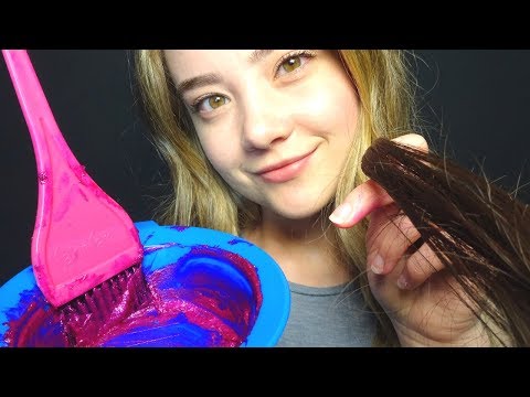 ASMR COLORING YOUR HAIR ROLE PLAY! Brushing Sounds, Latex Gloves, Intense Crinkles