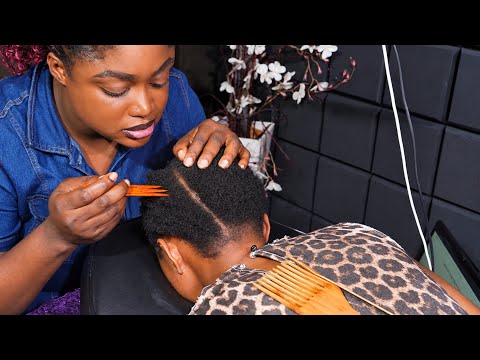 Asmr✨Sleep faster, attentive hair parting,scalp greasing,scratching,  Relaxing whisper & Gum