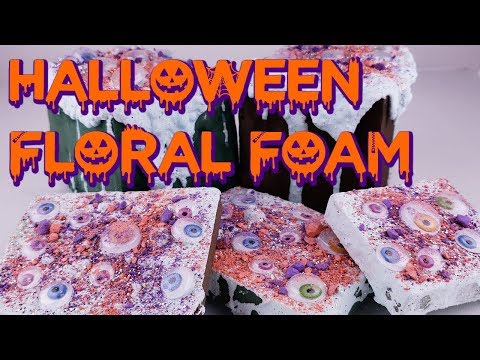 ASMR Paste Covered Halloween Floral Foam - Satisfying Floral Foam Crushing ASMR