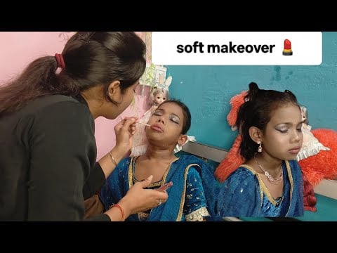 🌸Asmr:  Riya's Cute Makeup & Hairstyle Transformation ✨Soft makeup, beautiful styling..