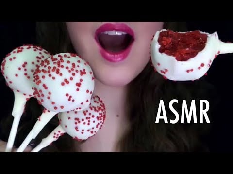 ASMR Red Velvet CAKE POPS 🍰 Relaxing EATING SOUNDS