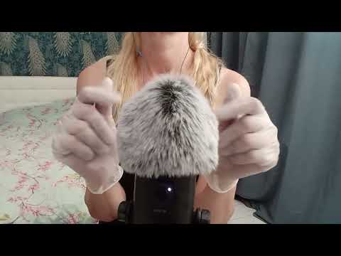 ASMR Pure Tingles:  White Gloves &  Fluffy Mic (No Talking)