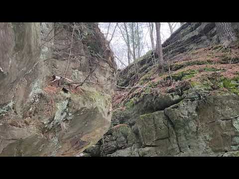 a quiet winter walk near a waterfall