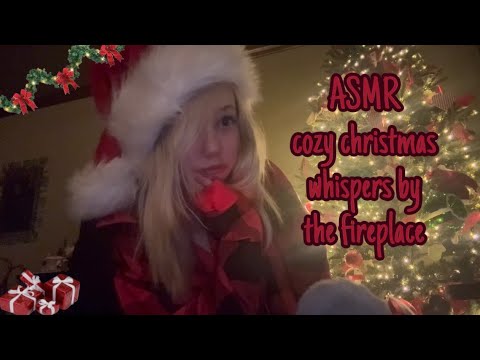 ASMR cozy Christmas🎄❤️whispers by the fireplace (fluffy mic, visuals, relaxing) 
