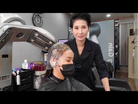 미용실 ASMR 멋내기새치  뿌리염색   handsome scallop/Korean beauty salon
